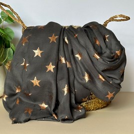 Antique Stars Print Scarf in Charcoal Grey Gifts For Women Scarves And Accessories Thank You Teacher Gifts