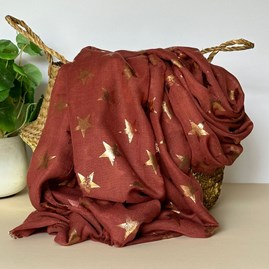 Antique Stars Print Scarf in Red Gifts For Women Scarves And Accessories Antique Stars Print Scarf in Red Metallic
