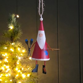 Festive Decorations Quirky Novelty Christmas Tree Decoration Metal Hanging Santa Bauble