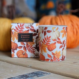 Autumn Cinnamon & Jasmine Scented Glass Jar Candle Halloween Gifts Home Fragrance Gifts Scented Candles Halloween Candles