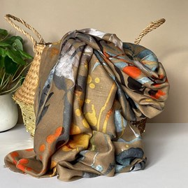 Gifts For Women Scarves And Accessories Autumn Leaves Print Scarf in Mushroom
