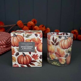 Autumn Pumpkins Design Scented Boxed Glass Jar Candle Halloween Gifts Seasonal Gifts Home Fragrance Gifts Scented Glass Candle
