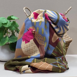 Autumnal Hedgerow Print Scarf Contemporary Scarves Super Soft Scarf Headscarves Birds Robins Christmas Gifts Birthday Gifts