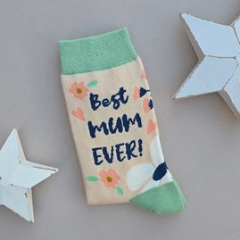 Bamboo 'Best Mum Ever!' Socks in Cream Quirky Novelty Breathable Bamboo Socks Gifts For Mum Mother's Day Gifts Birthday Gifts