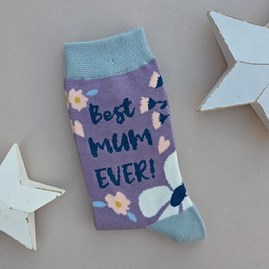 Bamboo 'Best Mum Ever!' Socks in Lavender Blue Quirky Novelty Breathable Bamboo Socks Gifts For Mum Mother's Day Gifts Birthday Gifts