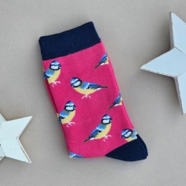 Bamboo Blue Tits Socks in Hot Pink Ladies socks bamboo socks blue tits hot pink one size