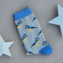 Bamboo Blue Tits Socks in Silver Ladies socks bamboo socks blue tits silver one size