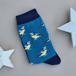 Bamboo Blue Tits Socks in Teal Ladies socks bamboo socks blue tits teal one size