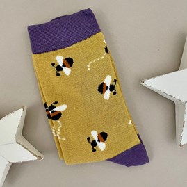 Ladies socks bamboo socks buzzy bee yellow one size