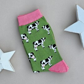 Bamboo Cows Socks in Green Ladies socks bamboo socks cows green one size