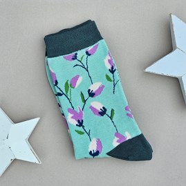 Bamboo Ditsy Flowers Socks in Mint Green Ladies socks bamboo socks ditsy flowers minty green one size