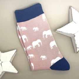Bamboo Elephants Socks in Dusky Pink Ladies socks bamboo socks elephants dusky pink one size
