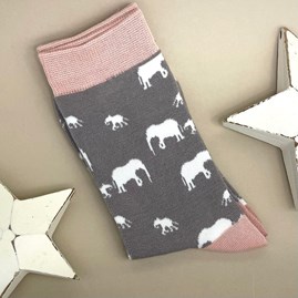 Bamboo Elephants Socks in Grey Ladies socks bamboo socks elephants grey one size