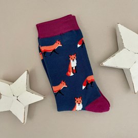 Bamboo Fox Socks In Denim Ladies socks bamboo socks fox socks denim one size