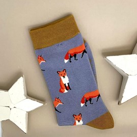 Bamboo Fox Socks In Powder Blue