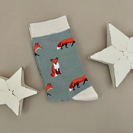 Ladies socks bamboo socks fox socks duck egg one size