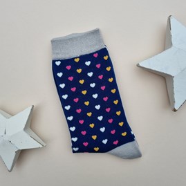Bamboo Hearts Socks in Navy Blue Ladies socks bamboo socks heart socks navy blue one size