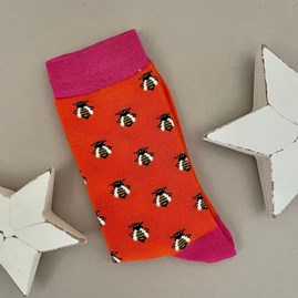 Ladies socks bamboo socks honey bee burnt orange one size