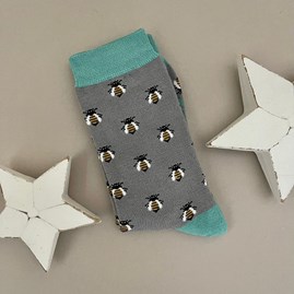 Ladies socks bamboo socks honey bee grey one size