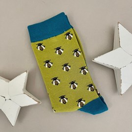 Ladies socks bamboo socks honey bee lime one size