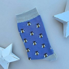 Ladies socks bamboo socks honey bee blue one size