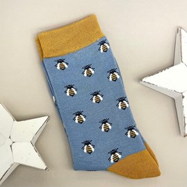 Ladies socks bamboo socks honey bee faded denim one size