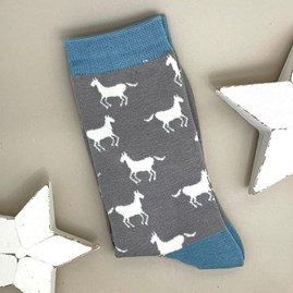 Ladies socks bamboo socks horse socks light grey one size