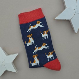 Bamboo Jack Russells Socks in Navy Blue Ladies socks bamboo socks jack russells navy blue one size