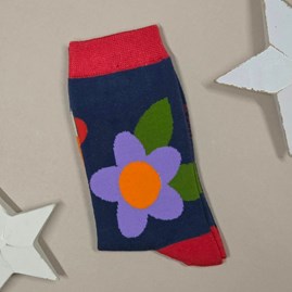 Bamboo Large Flowers Socks in Navy Bamboo Large Flowers Socks in Navy