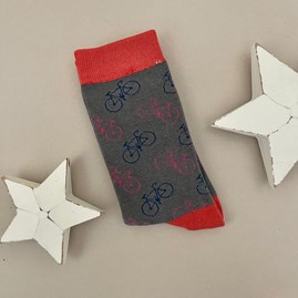 Ladies socks bamboo socks little bikes grey one size