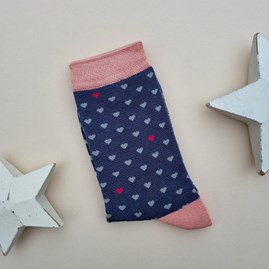 Bamboo Little Heart Socks in Navy Blue Ladies socks bamboo socks little hearts navy one size