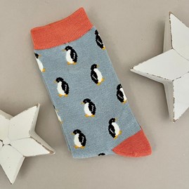 Bamboo Little Penguins Socks in Duck Egg Ladies socks bamboo socks little penguins duck egg one size