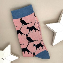 Ladies socks bamboo socks lucky cat socks dusky pink one size