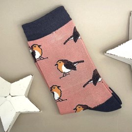 Ladies socks bamboo socks robin socks dusky pink one size