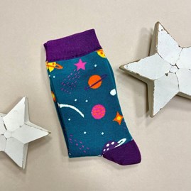 Bamboo Space Socks in Teal Ladies socks bamboo socks space socks teal one size