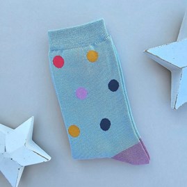 Ladies socks bamboo socks spots socks blue one size