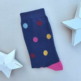 Ladies socks bamboo socks spots socks navy blue one size