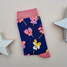 Ladies socks bamboo socks violas navy blue one size