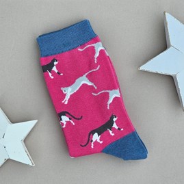 Ladies socks bamboo socks wandering cats hot pink one size