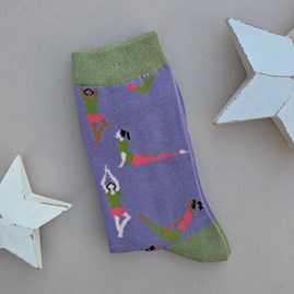Bamboo Yoga Poses Socks in Lilac Quirky Novelty Breathable Bamboo Socks Gifts For Mum Mother's Day Gifts Birthday Gifts Anniversary