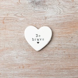 'Be Brave' Porcelain Heart Token