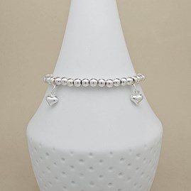 Bead Bracelet with Four Heart Charms Bridal Jewellery Bridesmaid Jewellery Wedding Jewellery Flower Girl Maid of Honour Jewellery