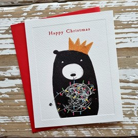 Bear, Crown & Lights Christmas Card