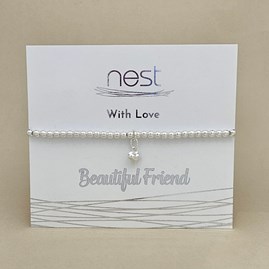 Beaded Bracelet Carded Bracelet Sentiment Relative Beautiful Friend Heart Silver Plated Jewellery