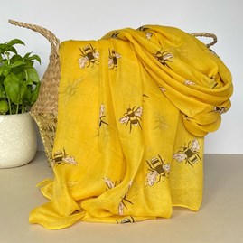 Bees Scarf in Yellow Gifts For Women Scarves And Accessories Bees Scarf In Yellow Vibrant Black And Yellow Bees