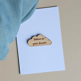 'Believe In Your Dreams' Cloud Pocket Token and Card Wooden Sentiment Token Wooden Keepsake Gift Sentiment Gifts Sentiment Greetings Card