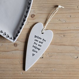 'Believe You Can...' Porcelain Hanging Heart Home Decorations Homeware Gifts Sentiment Keepsake Gifts Porcelain Gifts Hanging Heart