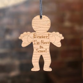 'Beware!' Hanging Wooden Halloween Decoration Wooden Handmade Halloween Hanging Decoration Keepsake Gifts