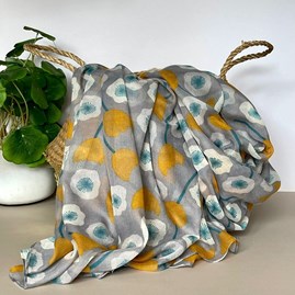 Big Poppies Scarf in Grey Gifts For Women Scarves And Accessories Big Poppies Scarf in Grey Bold Print