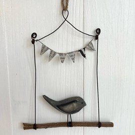 Blackbird on a Swing Hanging Decoration Home Decorations Homeware Gifts Sentiment Keepsake Gifts Porcelain Gifts